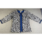 A La Carte Womens XS Jacket Black White Blue Embroidered Beaded Boho Art