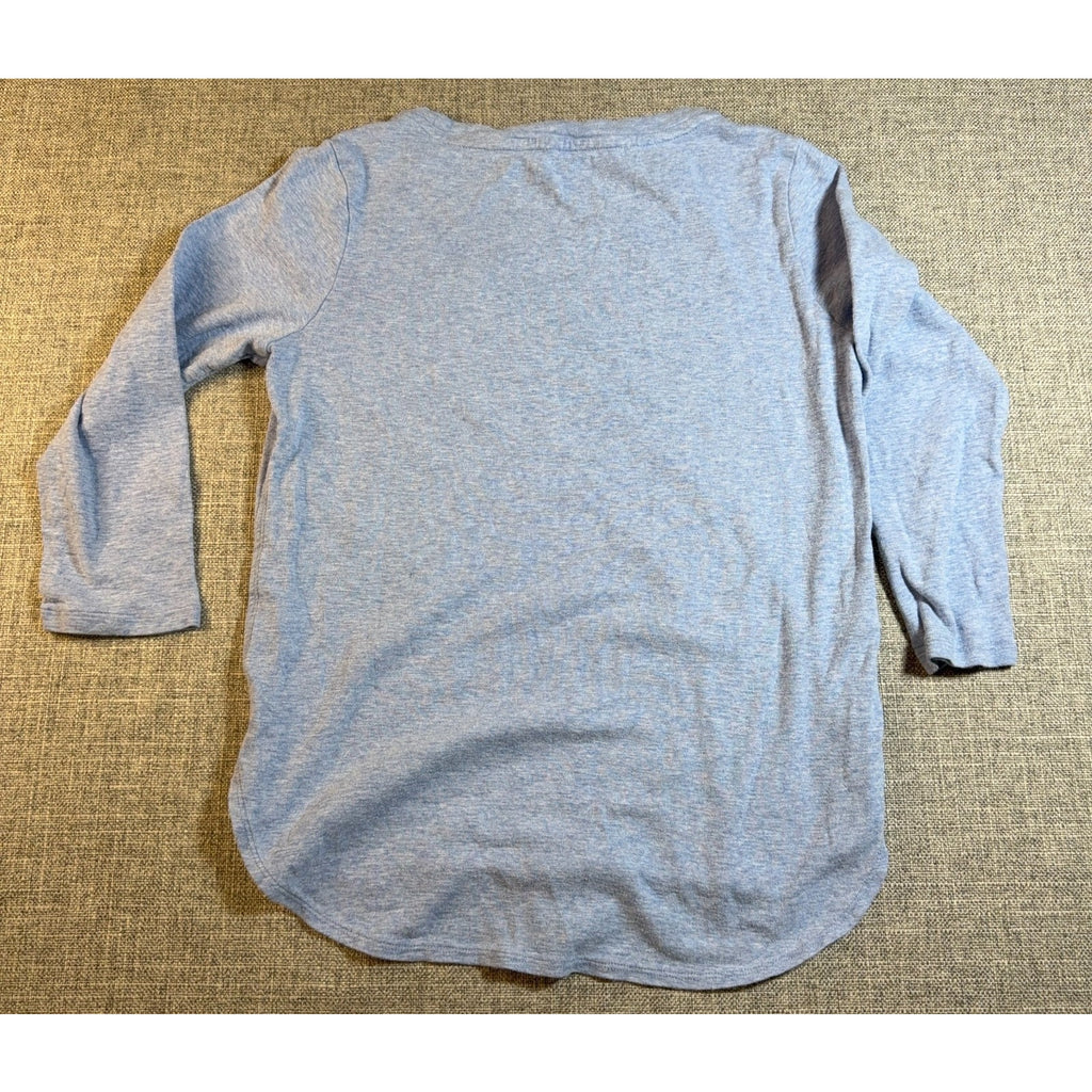 Tommy Bahama Women XS Gray 3/4 Sleeve Shirt Curved Hem Casual Knit Top
