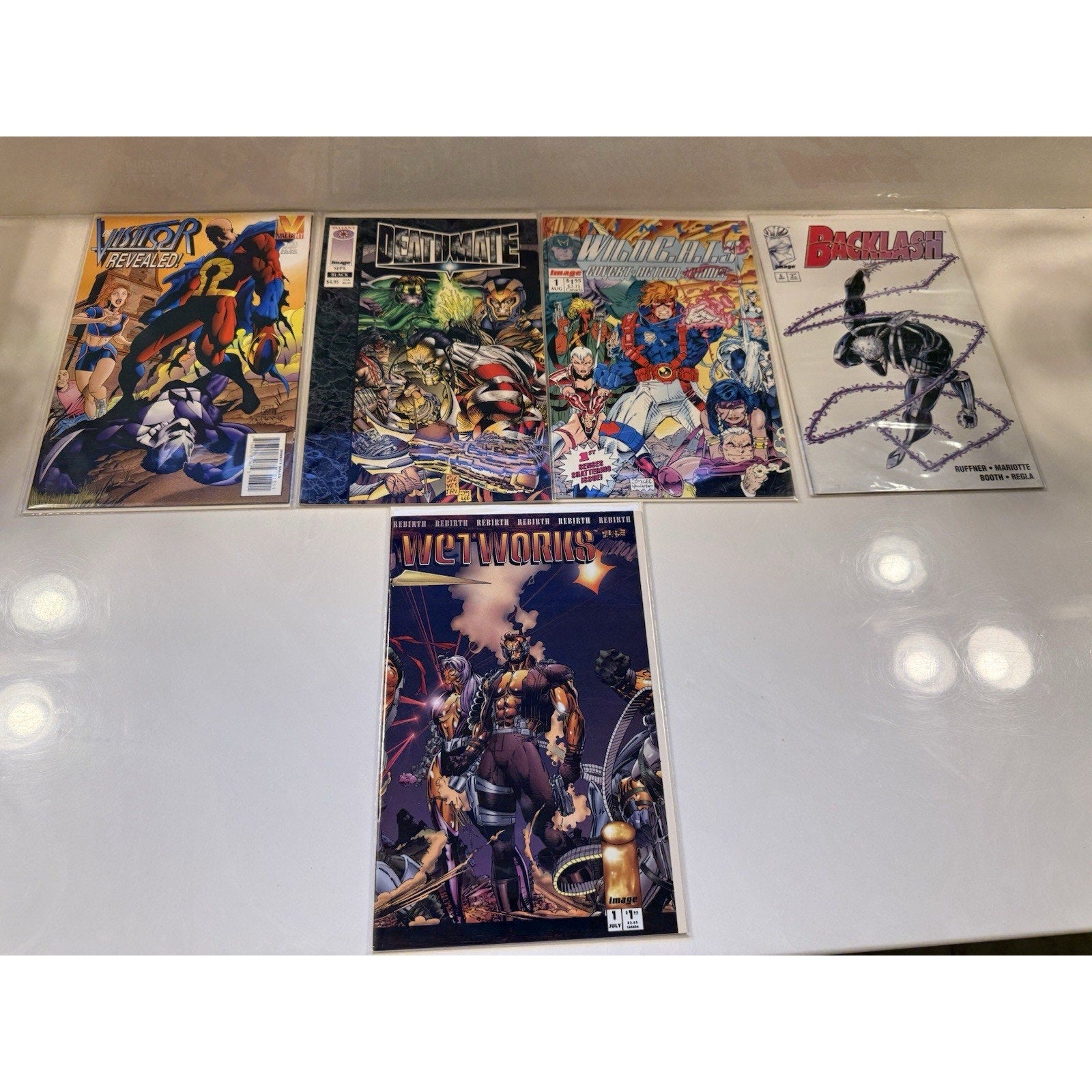 90s Image Lot: WildCATs #1, WetWorks #1, Backlash #1 + Deathmate Black + Visitor
