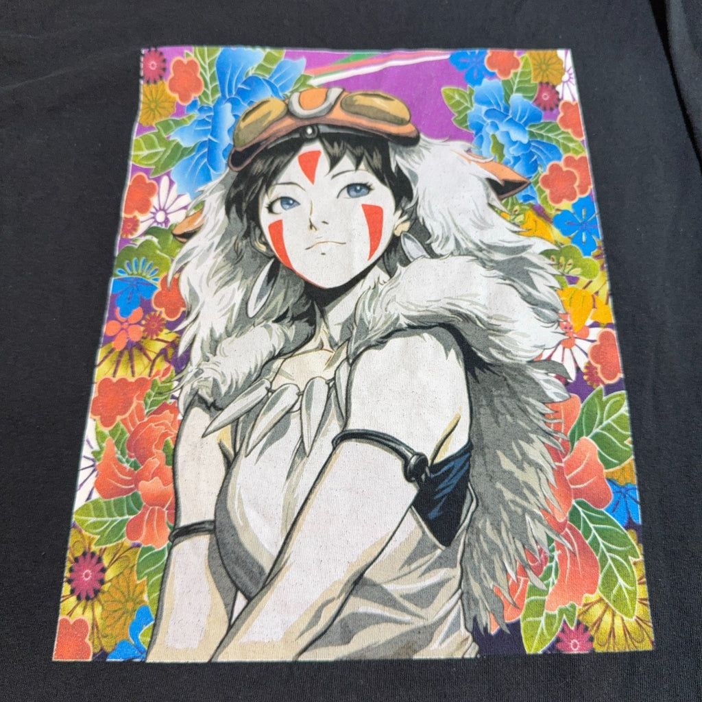 Princess Mononoke San Anime Floral Graphic Long Sleeve Shirt Black Medium