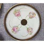 Antique PM Moschendorf Bavaria Hand Painted Rose Plates Set 6 Gold Rim 1895-1910