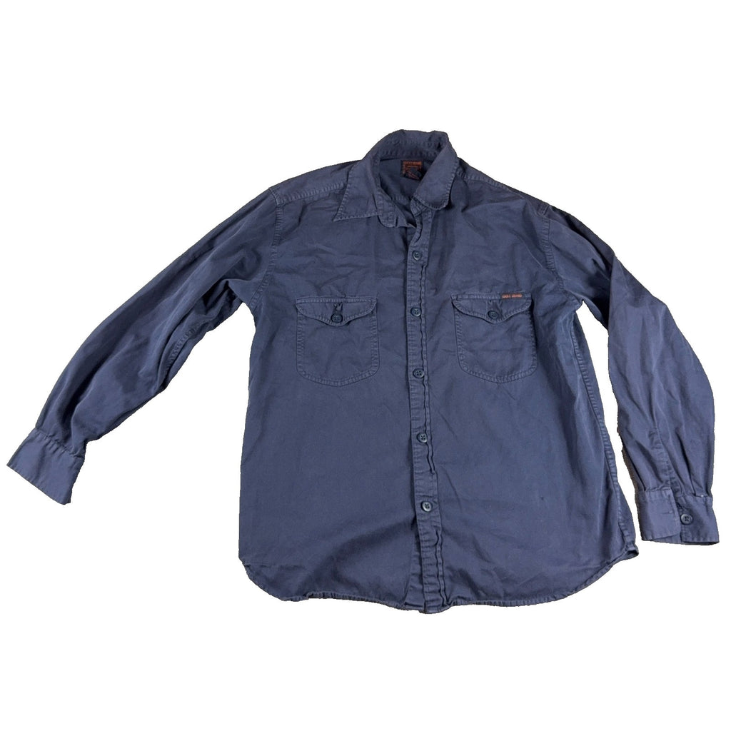 Lucky Brand Mens M Blue Utility Work Shirt 100% Cotton Long Sleeve Button Up