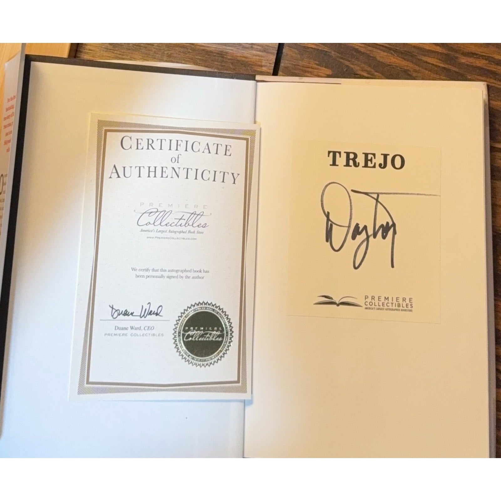 Danny Trejo Signed Trejo Hardcover Book COA Premiere Collectibles Autographed