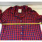Perfect Shirt Women’s XL Red Blue Buffalo Plaid Rayon Button Up Flannel Relaxed