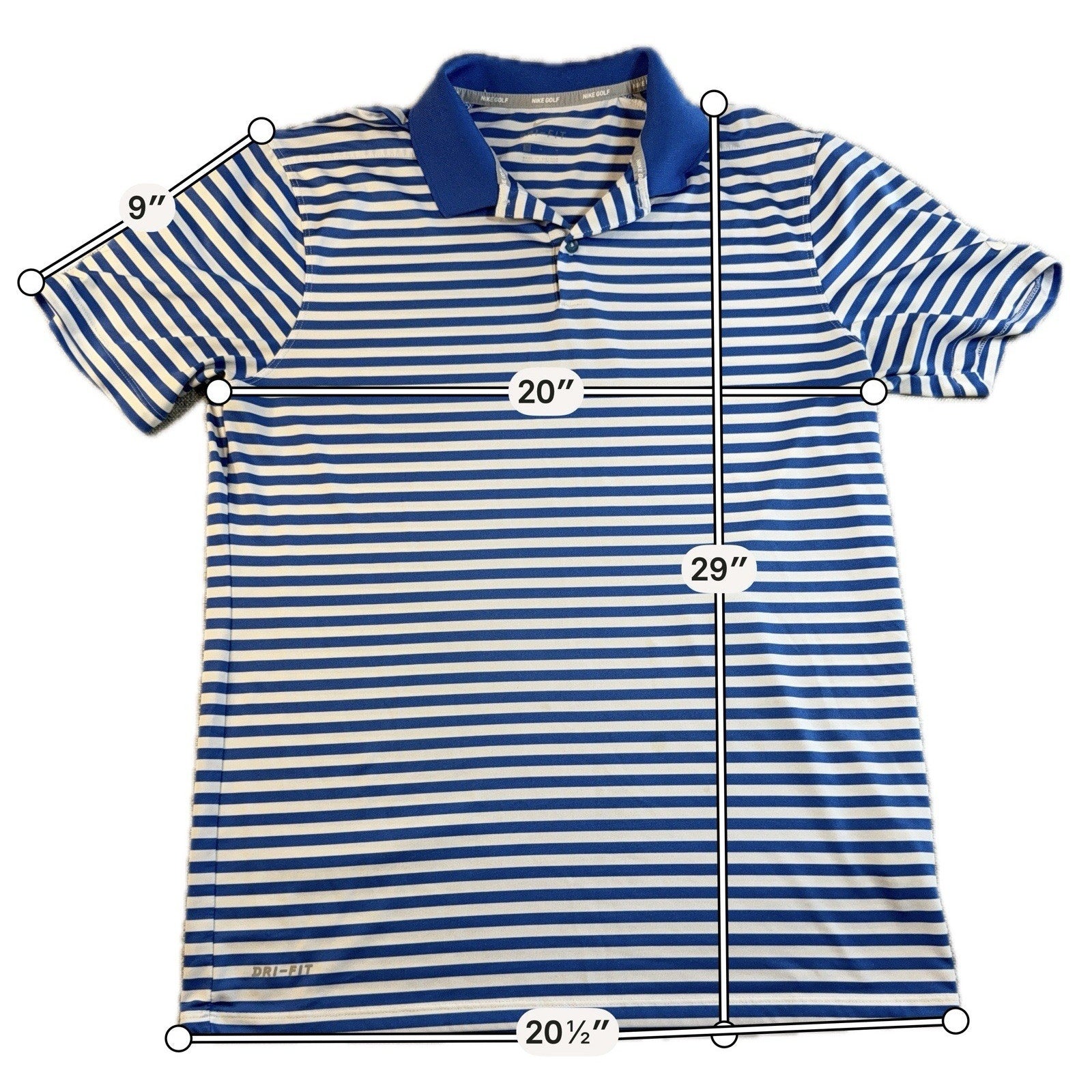 Nike Golf Dri-FIT Victory Stripe Polo 2.0 Men’s M Blue White GM1032