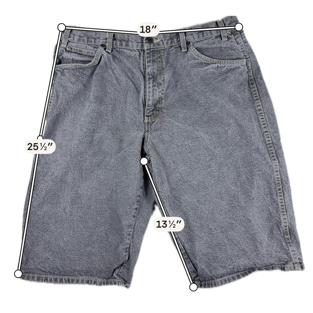 Dickies Carpenter Denim Shorts Mens 36 Gray Black Baggy Loose Fit Utility Skate