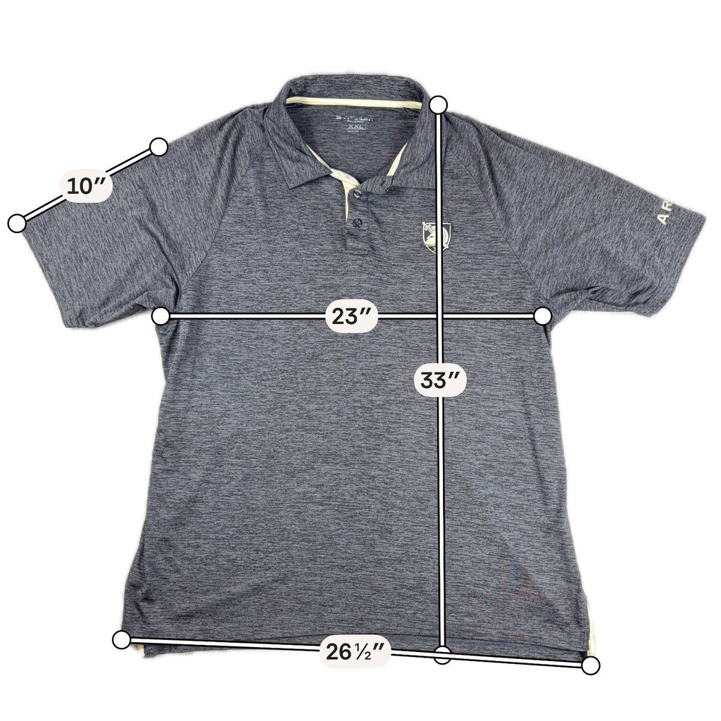 Army Black Knights West Point Mens XXL Polo Gray Heather Performance Shirt