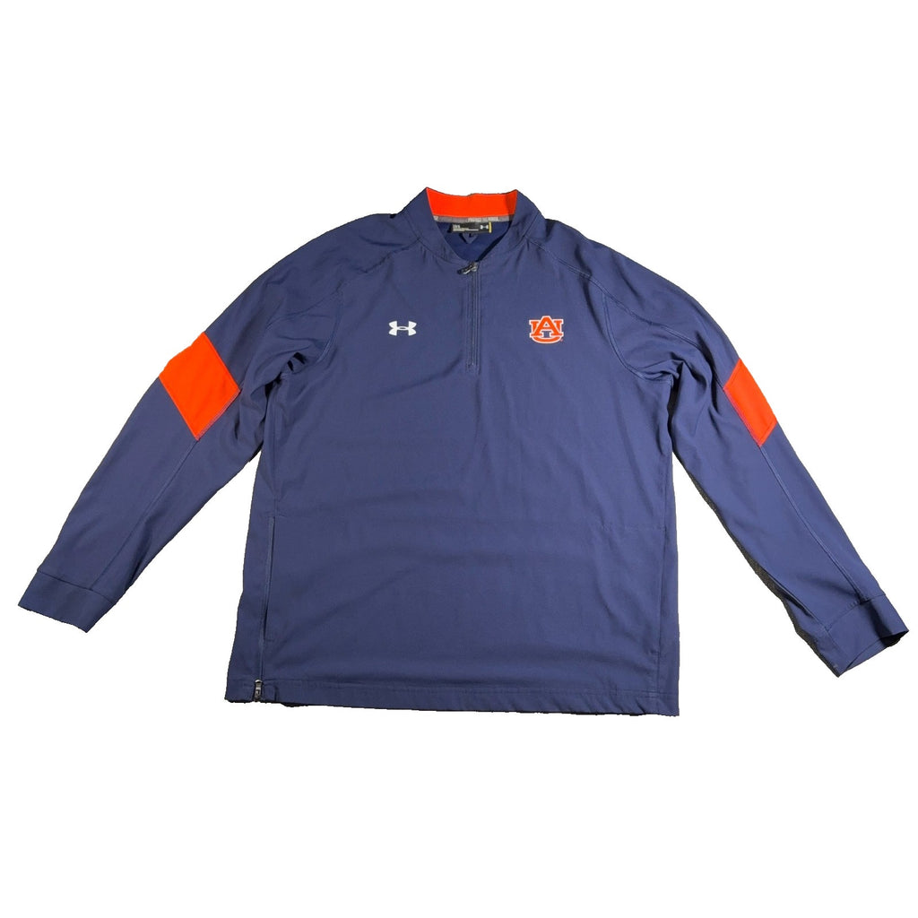Auburn Tigers Under Armour 1/4 Zip Pullover Jacket Mens Large Navy Sideline