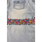 Angels Y2K Light Wash Cuffed Capri Jeans Custom Comic Patch Wide Leg 39 Waist