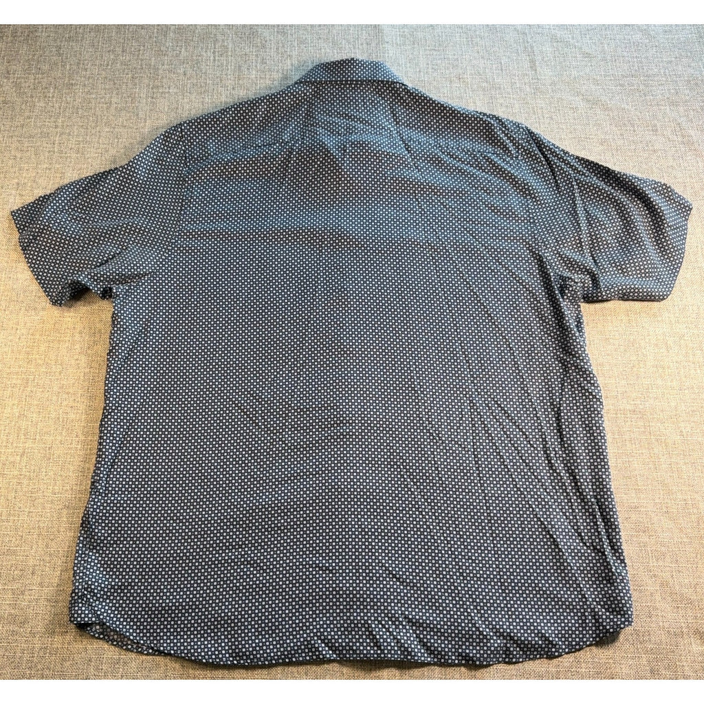 Ted Baker Mens Shirt Large 4 Blue Geometric Short Sleeve Button Up Portugal