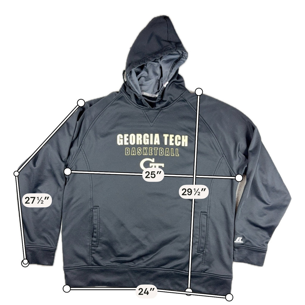 Georgia Tech Basketball Russell Athletic Hoodie Mens XL Black Gold GT Pullover