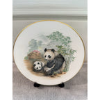 Boehm Panda & Cub Collector Plate 1994 Made in USA Gold Rim Wildlife Art