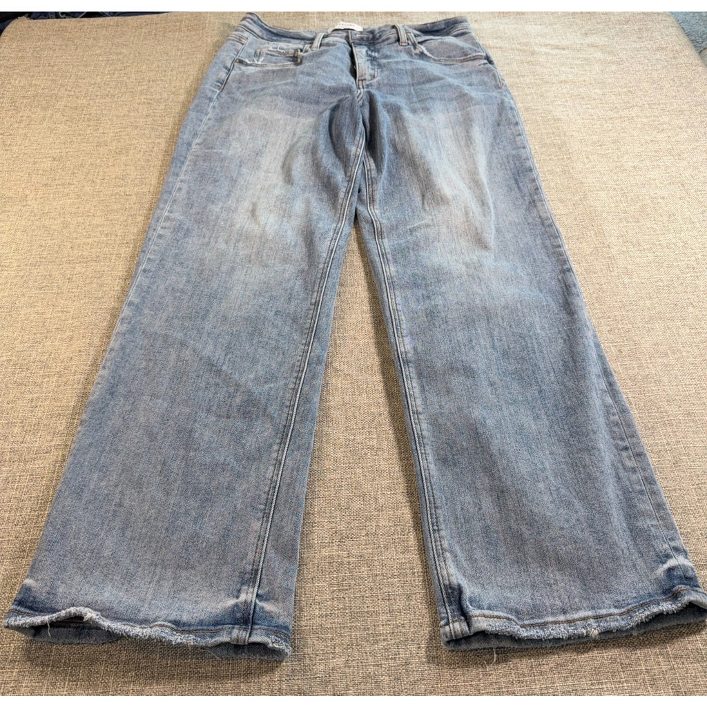 Lovervet By Vervet Jeans Womens 31/13 High Rise Wide Leg Light Wash Raw Hem