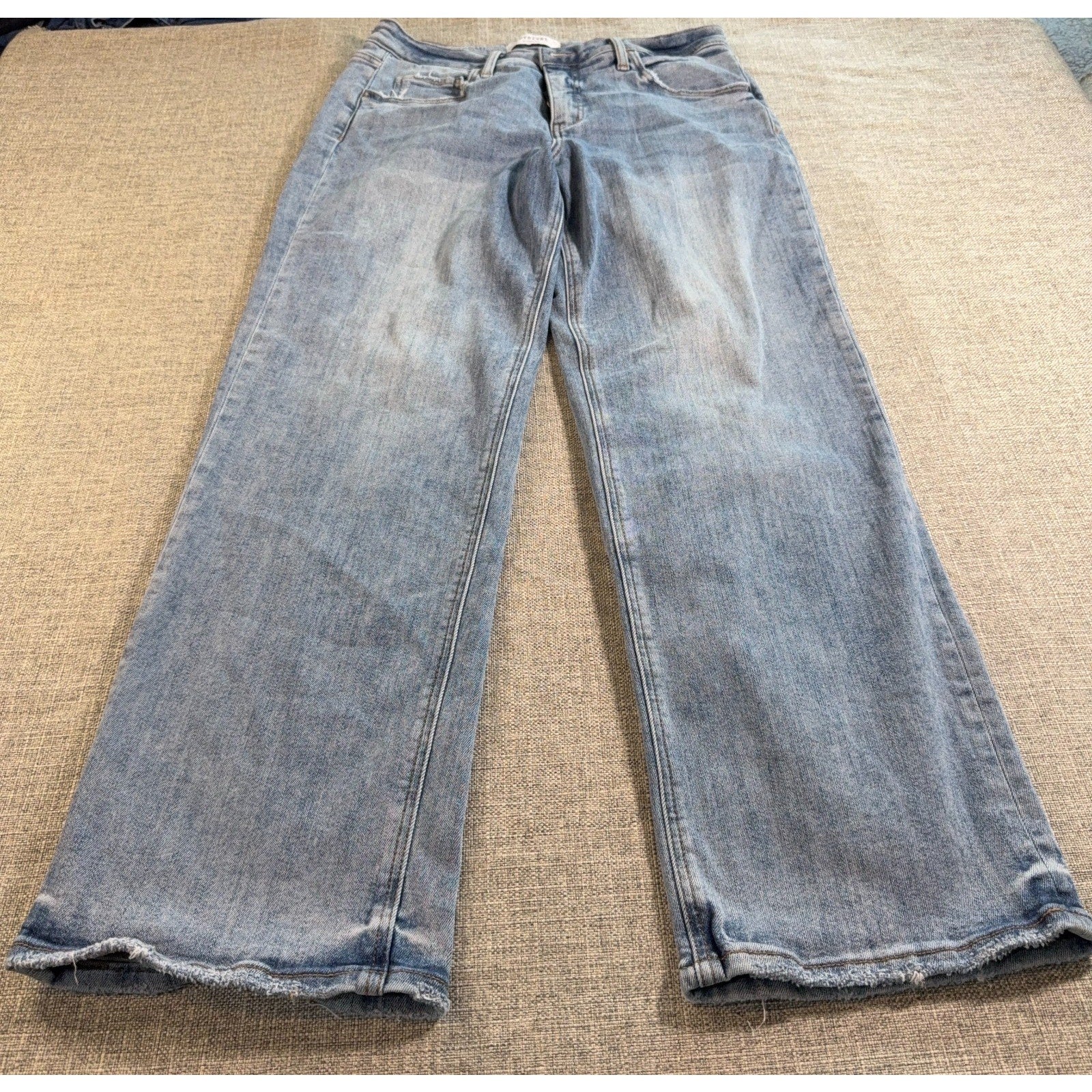 Lovervet By Vervet Jeans Womens 31/13 High Rise Wide Leg Light Wash Raw Hem