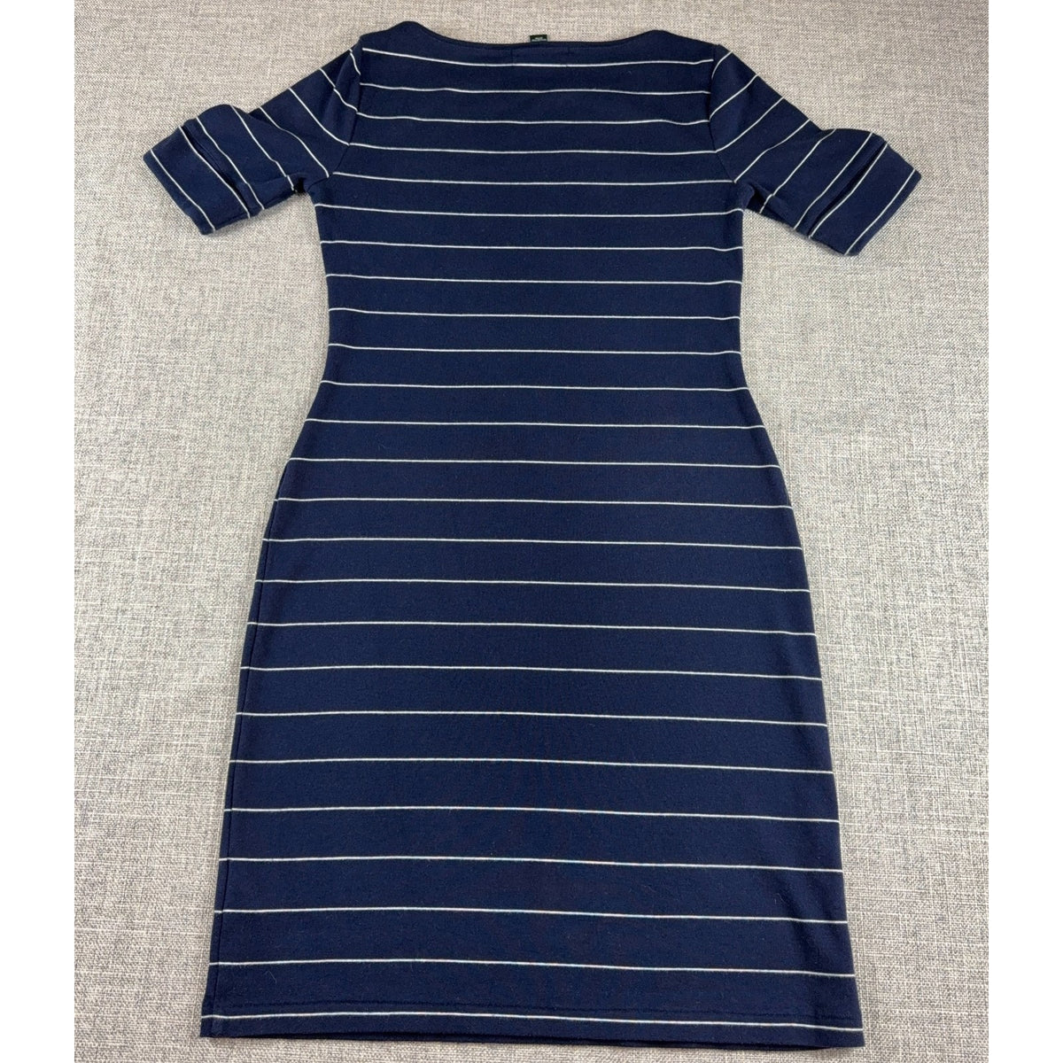 Lauren Ralph Lauren Dress Small Navy White Stripe Boat Neck Cotton Sheath Nautic