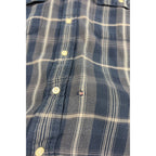 Vintage Tommy Hilfiger Plaid Button Down Shirt Mens L Blue Gray 90s Y2K Flag
