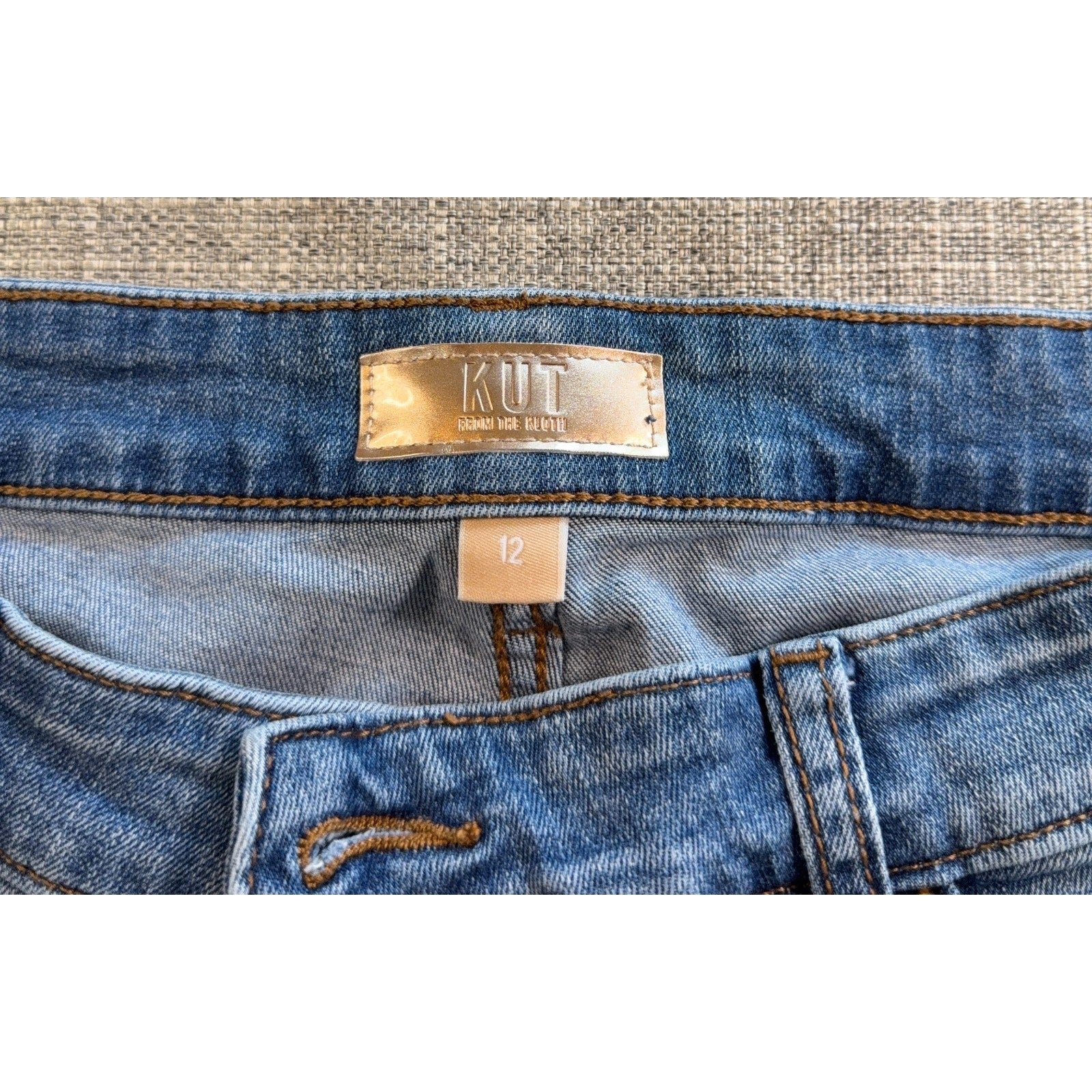 KUT From The Kloth Catherine Boyfriend Jeans Womens 12 Blue Stretch Denim 30 Ins
