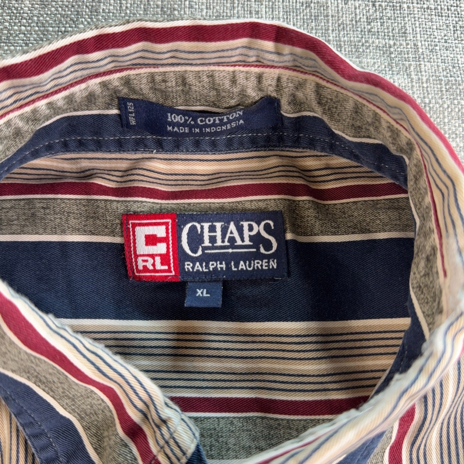 Vintage Style Chaps Ralph Lauren Shirt Mens XL Striped Button Down Cotton