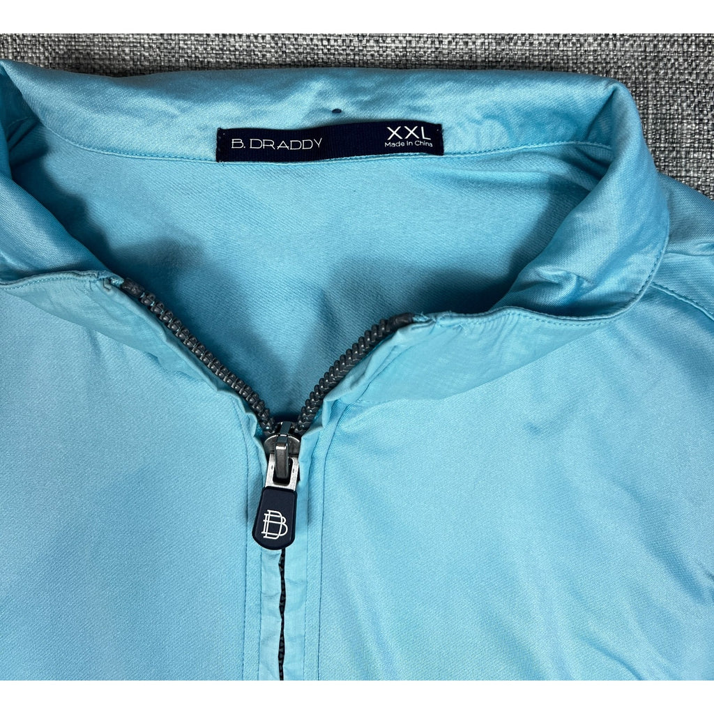 B Draddy Mens XXL Golf Quarter Zip Pullover Aqua Blue Performance Pockets