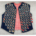 Handmade Reversible Patchwork Rag Quilt Vest Womens M Denim Floral Boho Funky