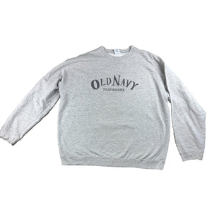 Vintage Old Navy Trademark Sweatshirt Mens XL Gray Crewneck Spellout Distressed