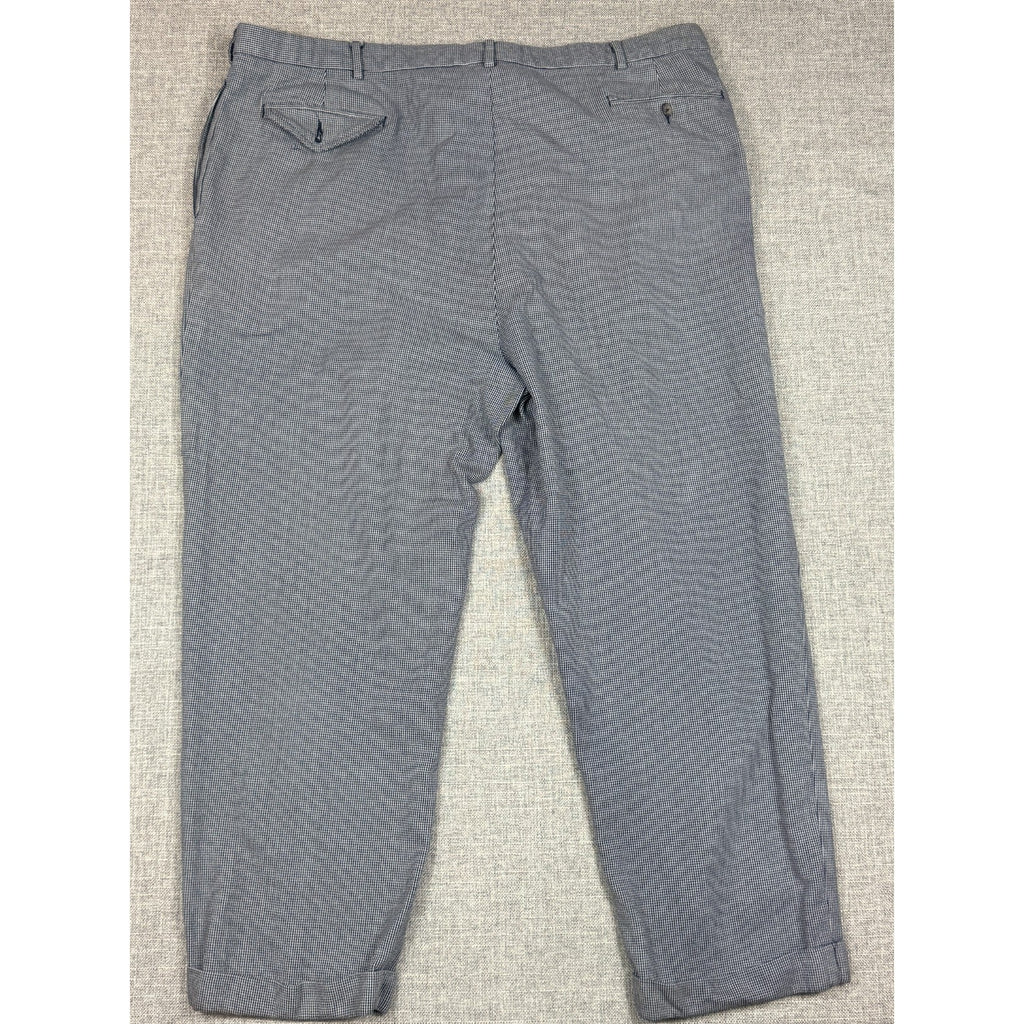 Polo Ralph Lauren Mens 46 Houndstooth Pleated Cuffed Pants Cotton Wool