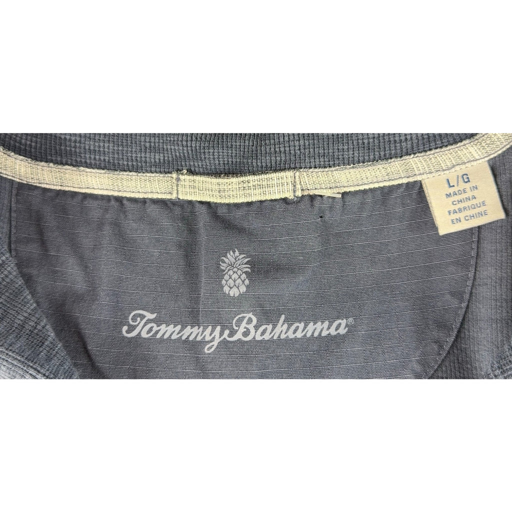 Tommy Bahama Women L Sleeveless Knit Dress Quarter Zip Blue Contrast Stitch