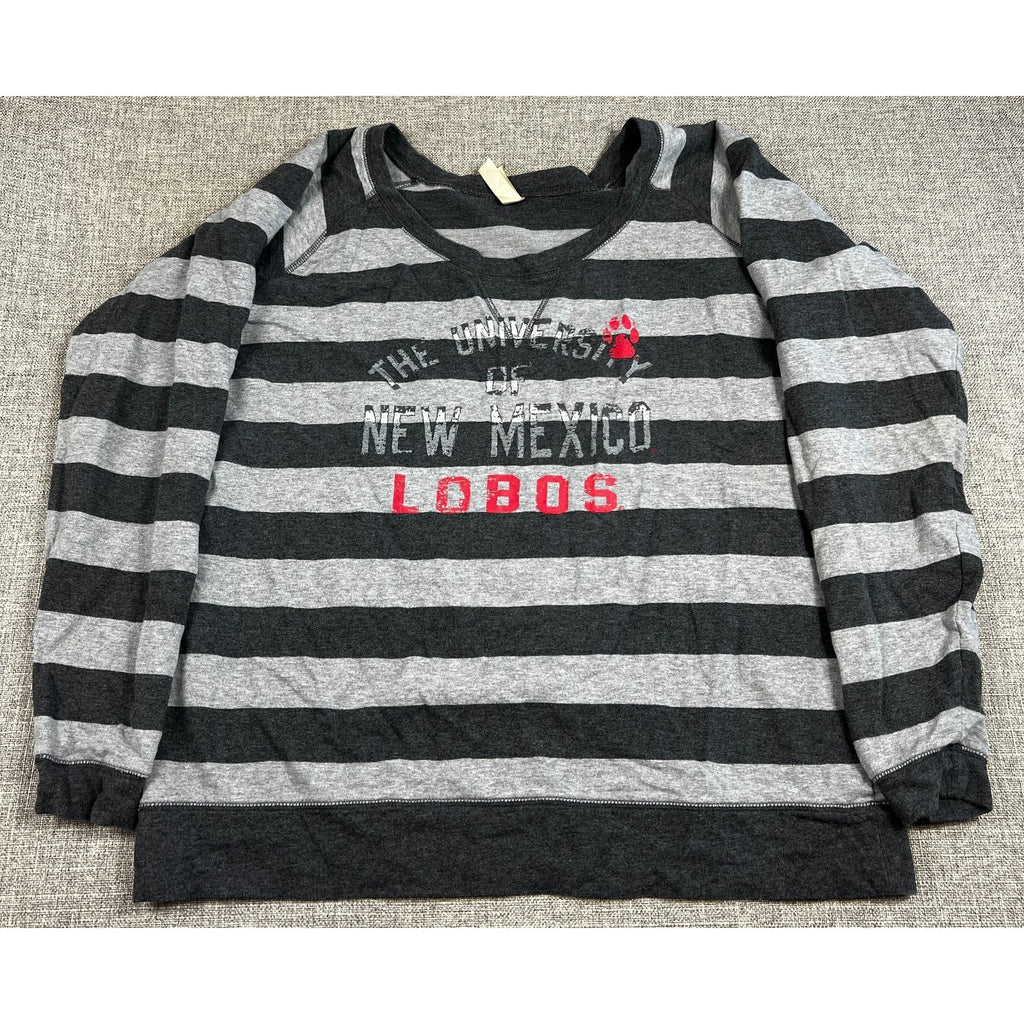 UNM Lobos Striped Distressed Sweatshirt Women’s XL
