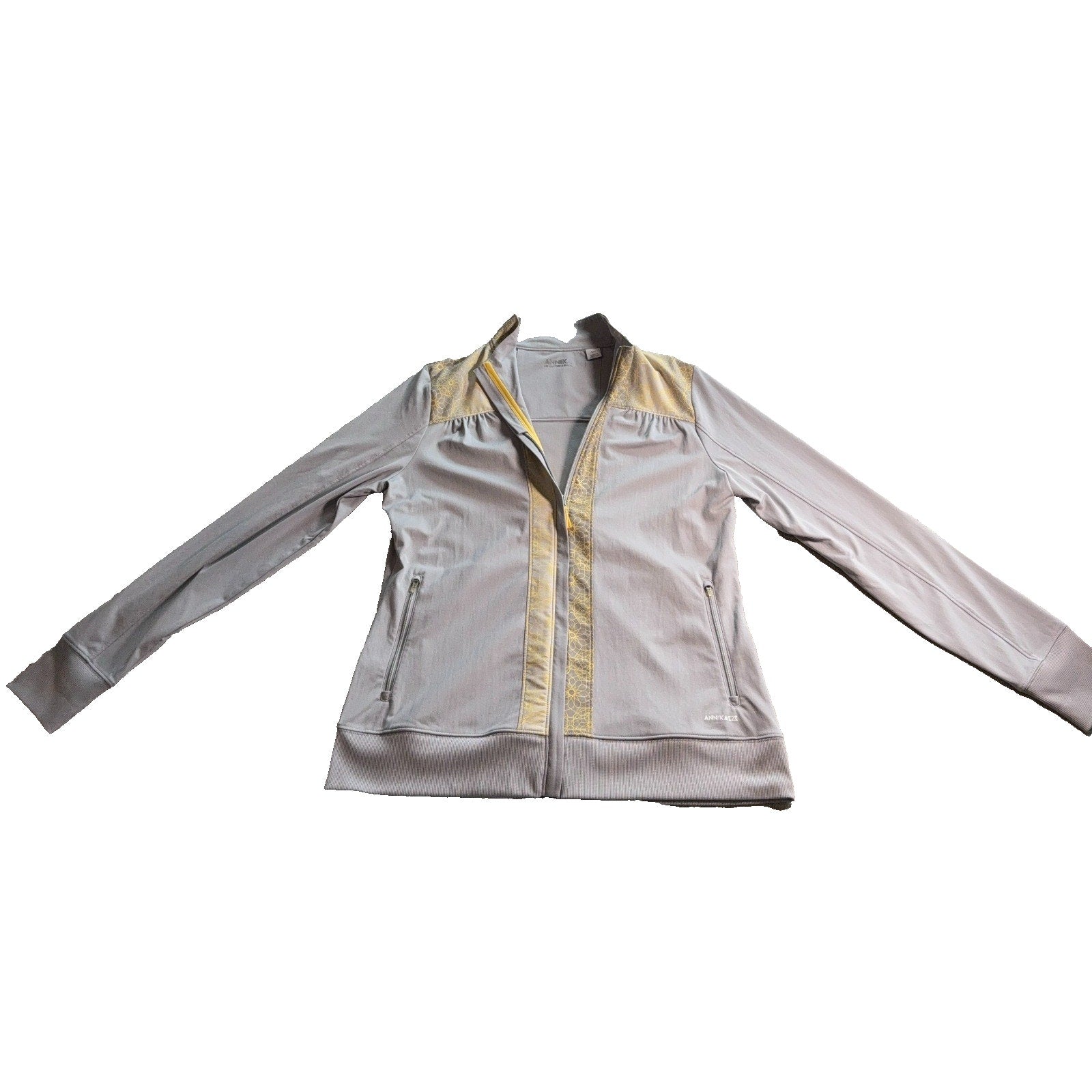 Annika Cutter & Buck Jacket Womens Small Petite Gray Yellow Full