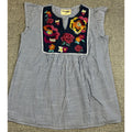 Savanna Jane Women M Embroidered Floral Striped Babydoll Tunic Top Boho