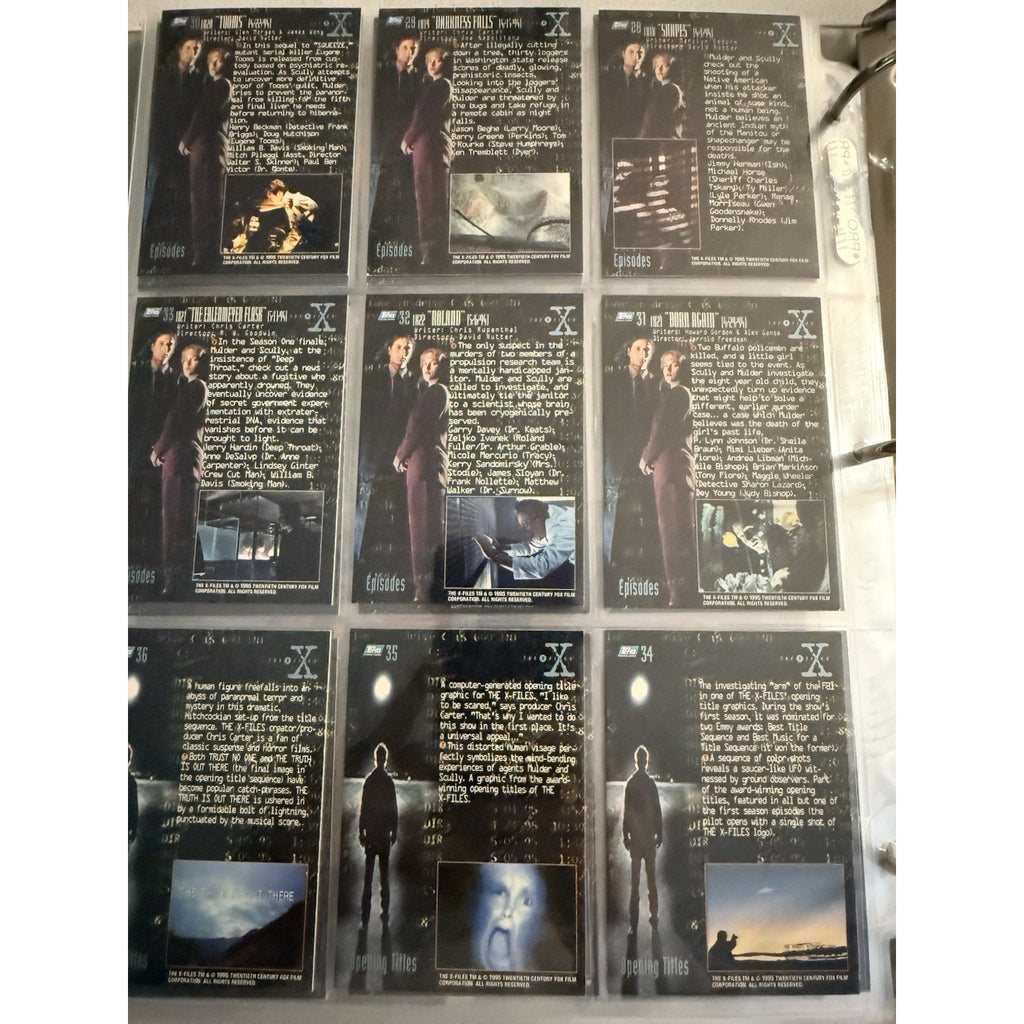 NEAR COMPLETE 1995 TOPPS THE X-FILES CARD SET + INSERTS • LOT • MULDER SCULLY
