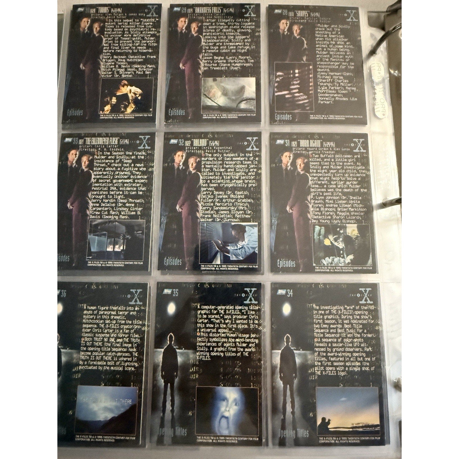 NEAR COMPLETE 1995 TOPPS THE X-FILES CARD SET + INSERTS • LOT • MULDER SCULLY