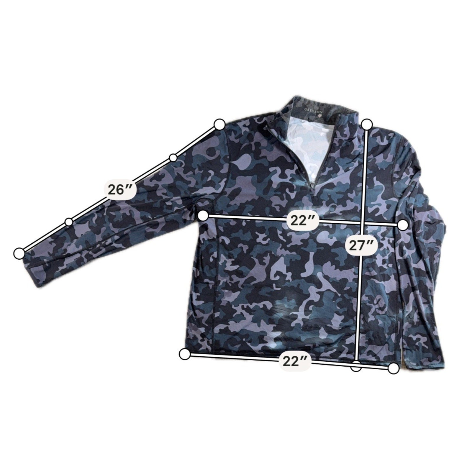 Greyson Quarter Zip Pullover Men Large Blue Gray Camo Golf Performance Stretch