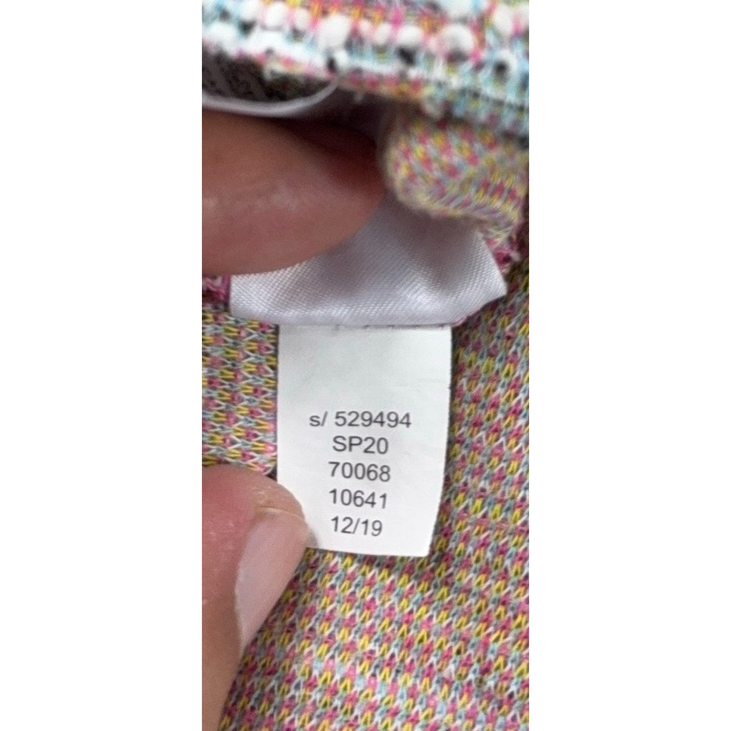 LOFT Womens S Multicolor Boucle Tweed Knit Puff Sleeve Top Short Sleeve