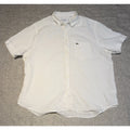 Lacoste Shirt Mens 2XL White Linen Button Down Short Sleeve Regular Fit Croc Log