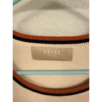 Velez Artisan Knit Top Womens L Beige 100% Cotton Short Sleeve Minimalist Luxury