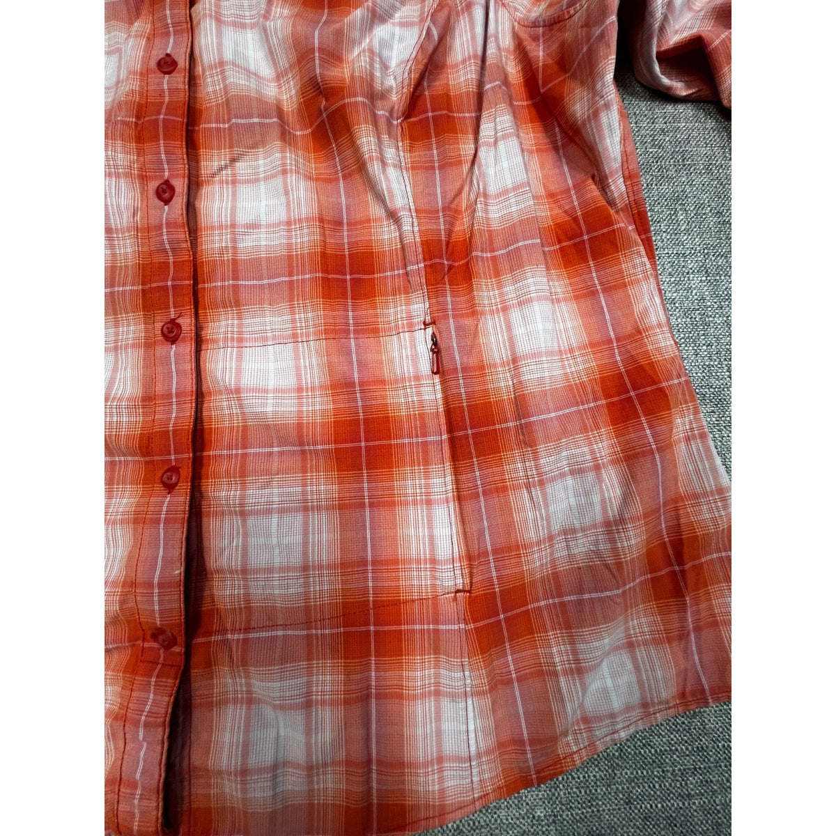 Duluth Trading Sidewinder Shirt Womens 2XL Coral Plaid Vented UPF 30