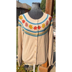 NWT Talbots Cardigan Sweater Womens S Maple Leaf Fair Isle Beige Fall