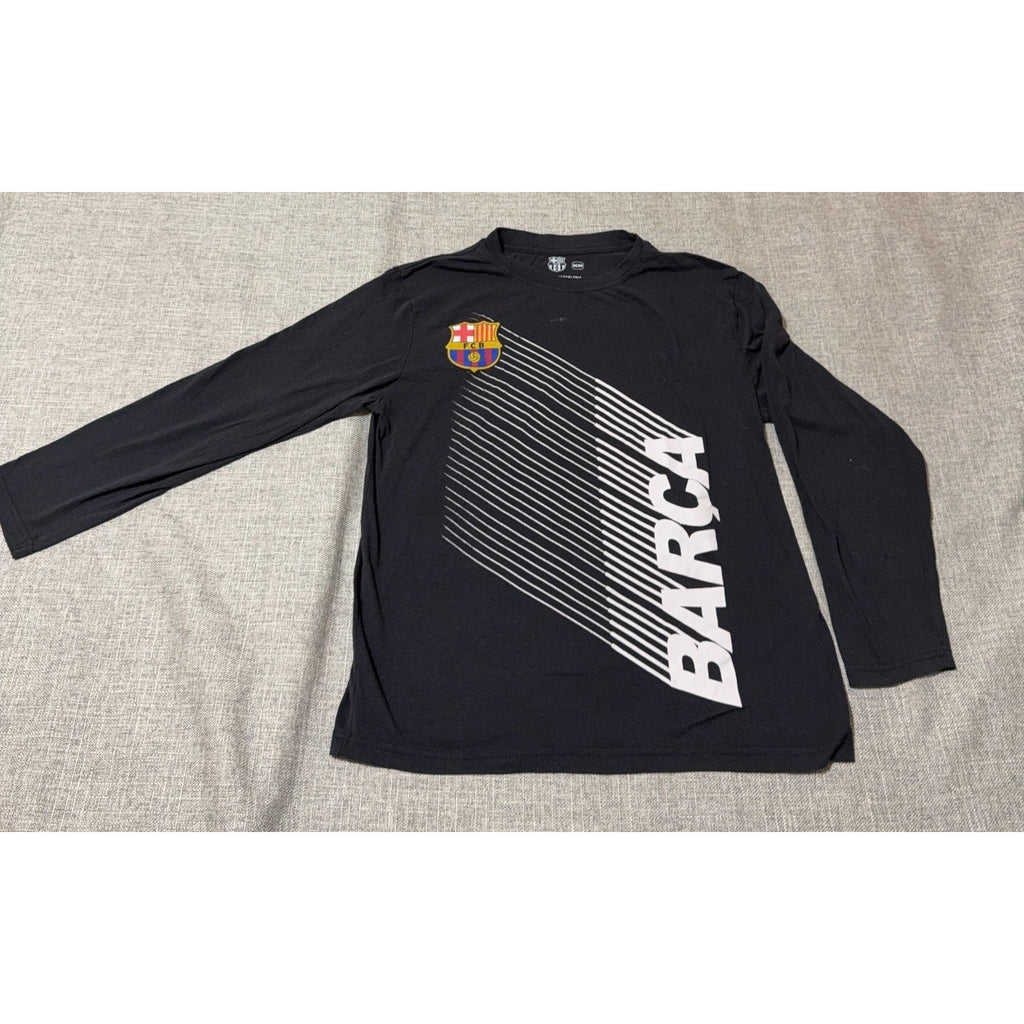 FC Barcelona Long Sleeve Shirt Men's M Black Barca Graphic Soccer FCB Flawed
