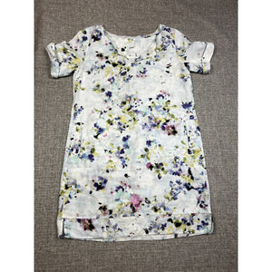 J.Jill Love Linen Floral Shift Dress XS 100% Linen Zip Pockets