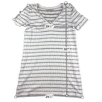 LOFT Womens Medium Striped V Neck T Shirt Dress Black White Short Sleeve Casual