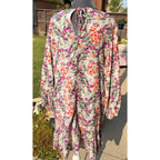 & Other Stories Dress Womens 44 US 12 Floral Long Sleeve Ruffle Shift Mini