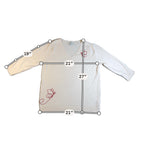 Laurie Felt Sweater Women L Ivory Butterfly Embroidered V Neck Lightweight Knit
