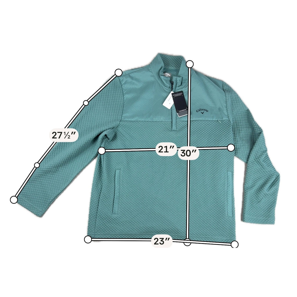 Callaway Golf Pullover Men L Green Textured 1/4 Zip Stretch UPF NWT $90