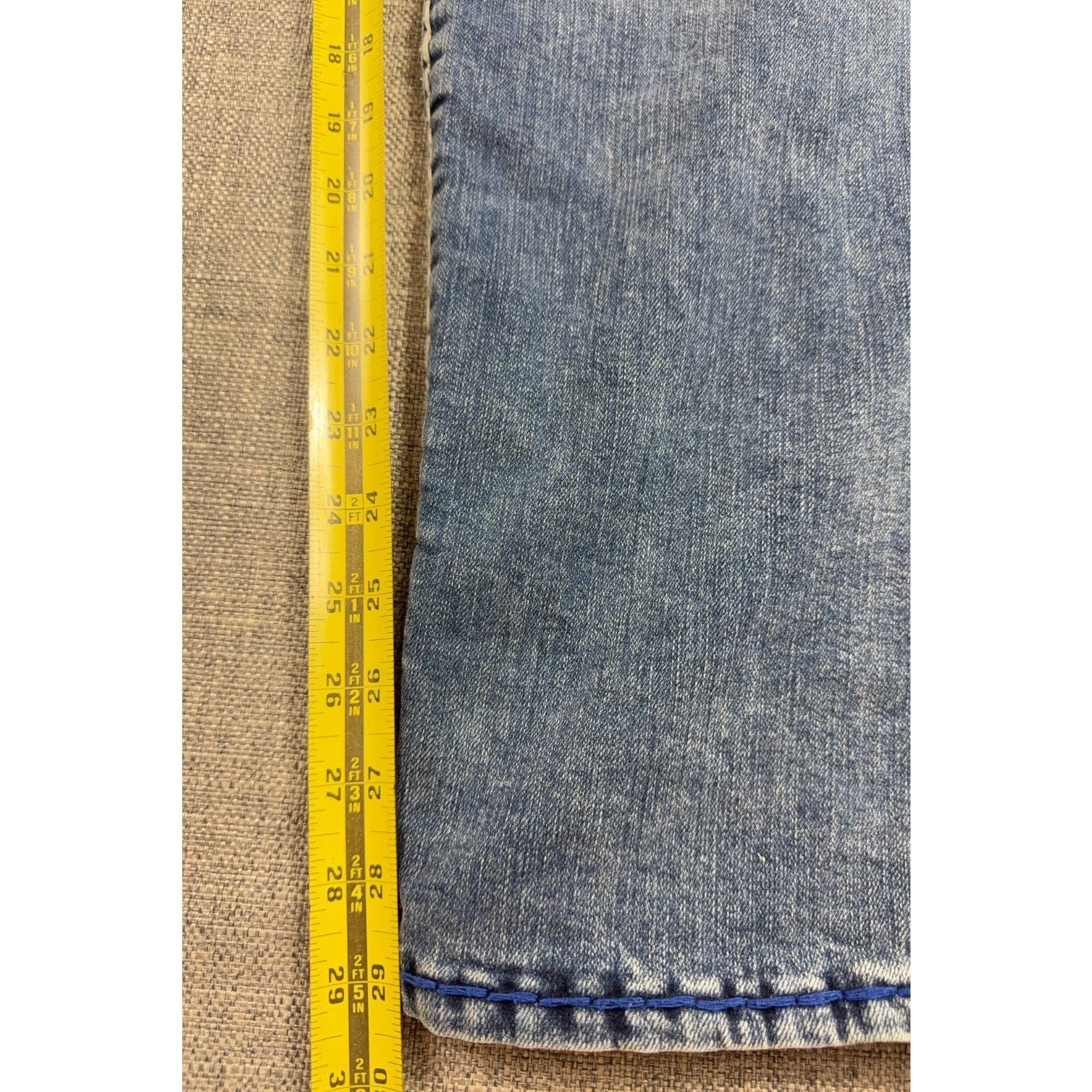 True Religion Rocco Relaxed Skinny Jeans Mens 44 Blue Orange Contrast Stitch