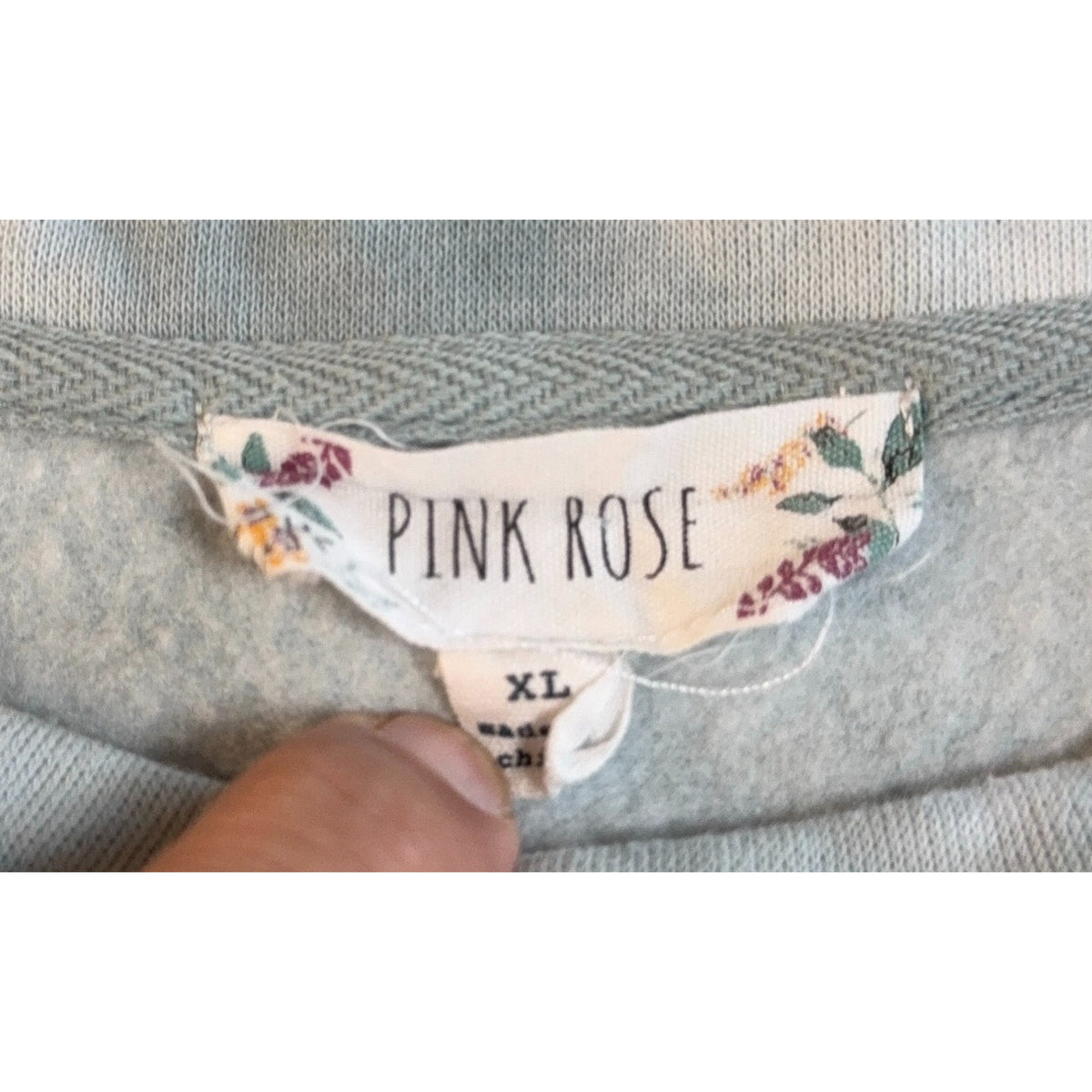 Pink Rose Womens XL Blue Gray Tie Dye Oversized Sweatshirt Crewneck Pullover