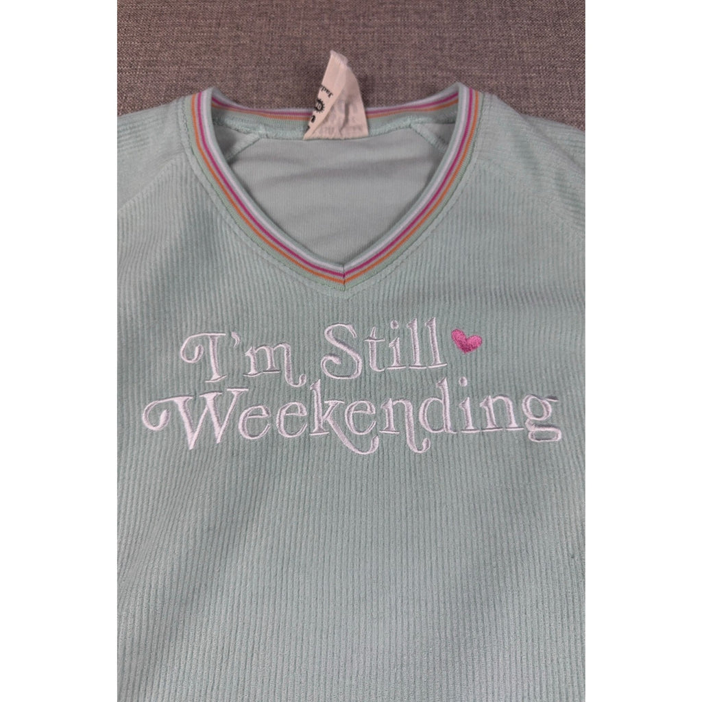 Preppy Mint Ribbed Weekending Sweatshirt Jadelynn Brooke XL