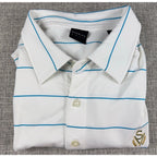 Dunning Golf Polo Shirt Mens XXL White Blue Stripe Stretch Performance SV Logo
