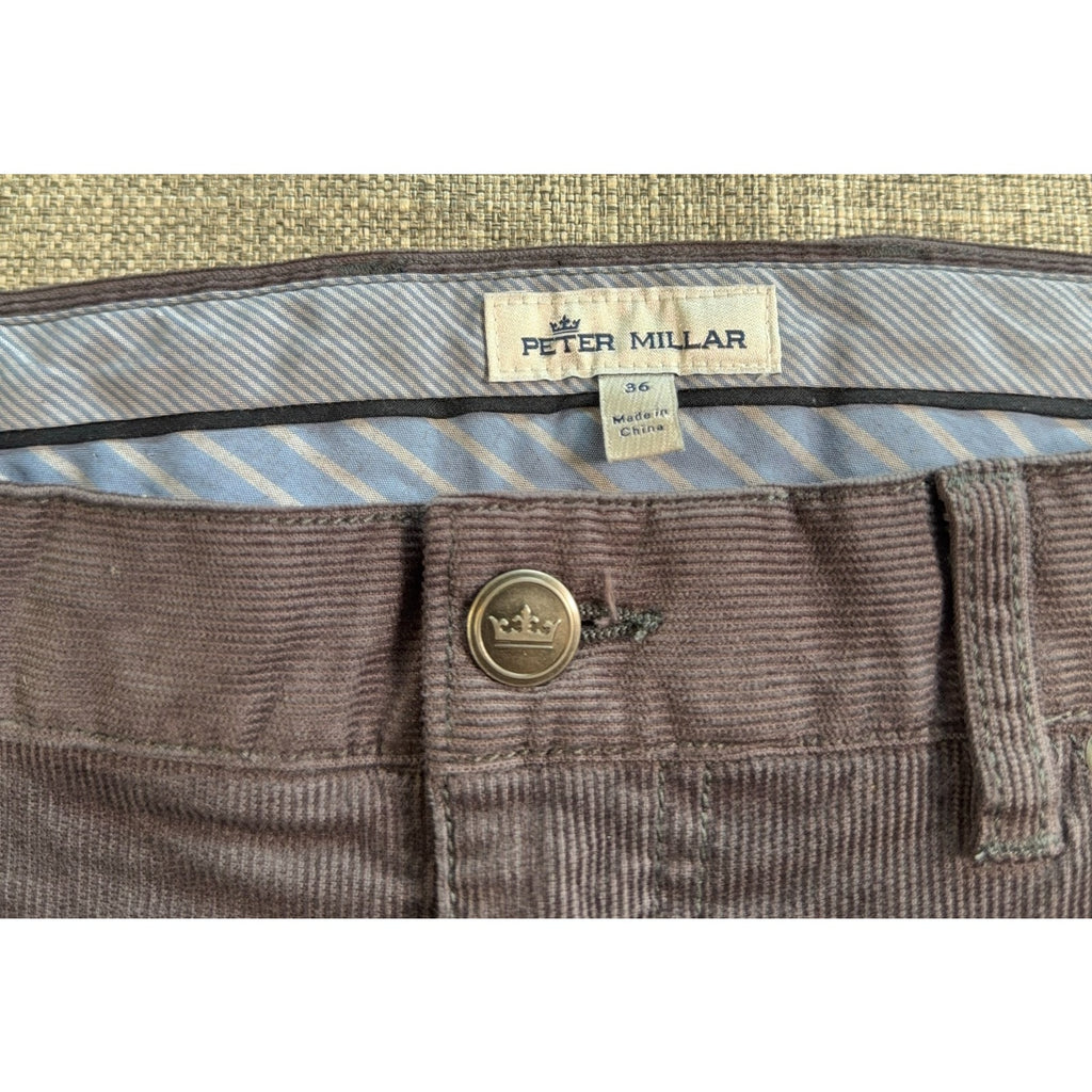 Peter Millar Mens Corduroy Pants 36 Gray 5 Pocket Straight Leg Casual Preppy