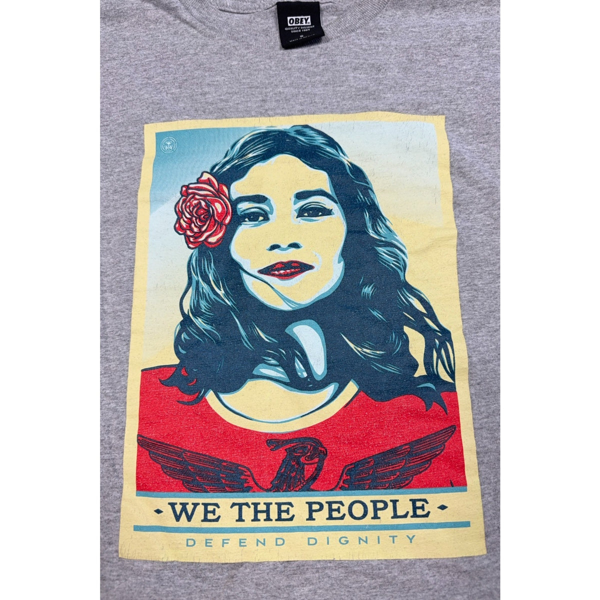 OBEY We The People Defend Dignity Shirt Small Gray Shepard Fairey Graphic Tee